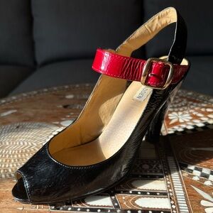 VTG Steve Madden Ninah Women’s Black and Red Patent Heels Sz 9 with Box